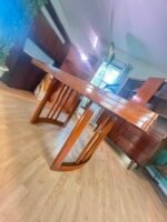 MCM Walnut Dining Table – Extendable with Elegant Curved Base - Image 4