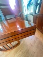 MCM Walnut Dining Table – Extendable with Elegant Curved Base - Image 6