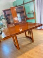 MCM Walnut Dining Table – Extendable with Elegant Curved Base - Image 7