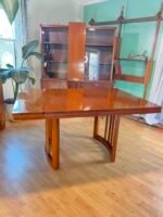 MCM Walnut Dining Table – Extendable with Elegant Curved Base - Image 3