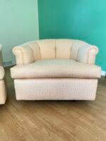 Milo Baughman Style Swivel Barrel Club Chairs - Image 4
