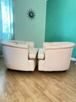 Milo Baughman Style Swivel Barrel Club Chairs - Image 2