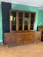 MCM Furnette Furniture 2 Piece Tambour Door Credenza w/ Glass Display Top - Image 7