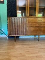 MCM Furnette Furniture 2 Piece Tambour Door Credenza w/ Glass Display Top - Image 2