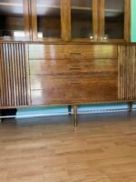 MCM Furnette Furniture 2 Piece Tambour Door Credenza w/ Glass Display Top - Image 4