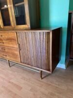 MCM Furnette Furniture 2 Piece Tambour Door Credenza w/ Glass Display Top - Image 3