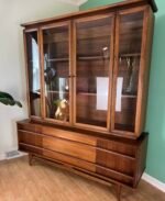 MCM Young Manufacturing 2 Piece Curved Credenza w/ Glass Display Top