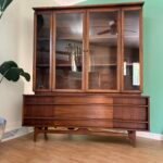 MCM Young Manufacturing 2 Piece Curved Credenza w/ Glass Display Top