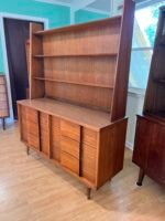 MCM Johnson Carper Formica Top 6-Drawer Lowboy Dresser w/ Hutch Display Top - Image 2