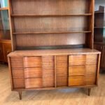 MCM Johnson Carper Formica Top 6-Drawer Lowboy Dresser w/ Hutch Display Top