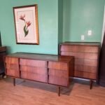 MCM Louver Front 9 Drawer Long Dresser w/ Tall Chest