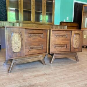 MCM Walnut Nightstands by Young Manufacturing- Set of 2