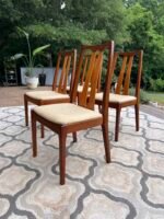 4 MCM High Back Teak Dining Chairs By Nathan