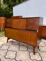 MCM Art Deco Walnut Cocktail Sideboard Highboard by Beautility - Image 2