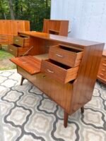 MCM Art Deco Walnut Cocktail Sideboard Highboard by Beautility - Image 4