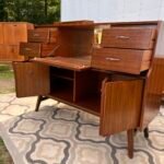 MCM Art Deco Walnut Cocktail Sideboard Highboard by Beautility