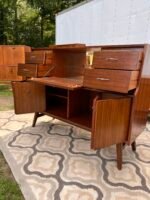 MCM Art Deco Walnut Cocktail Sideboard Highboard by Beautility