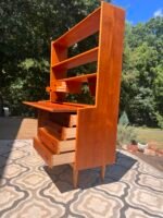 Swedish MCM Teak Secretary Bookshelf w/ Pull Out Writing Surface - Image 2